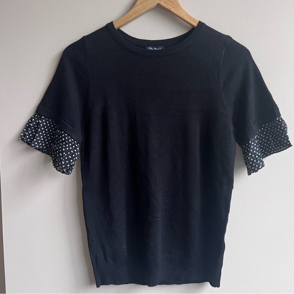 Vila Milano Women’s Black Polka Dot Ruffle Sleeve Sweater Size Medium NWT